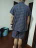 多俏美男士睡衣夏季薄款純棉格子加大碼短袖短褲夏天男裝全棉家居服套裝 TQ12015男短褲 XL 曬單實(shí)拍圖