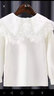 小熊精靈（xiaoxiongjingling）女童打底衫春秋小女孩兒童加絨T恤蕾絲花邊娃娃領(lǐng)洋氣上衣套頭衫 259白色不加絨 常規 130cm(130碼建議身高120CM左右)  曬單實(shí)拍圖