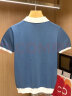 罗蒙（ROMON）轻奢简约个性V领透气针织polo男士 夏季时尚拼色翻领t恤衫男短袖 天蓝色 2XL ( 156-165斤 ) 晒单实拍图