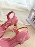 奧康官方女鞋 夏季新款舒適細帶一字扣涼鞋簡(jiǎn)約氣質(zhì)露趾高跟鞋 1244811076粉色 39 曬單實(shí)拍圖