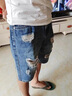 NASA RHUDE夏天男士牛仔短褲休閑短褲潮流破洞七分褲男夏季牛仔褲男裝褲子 淺藍 3XL 曬單實(shí)拍圖