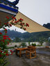 LOVE STORY遮陽(yáng)布防水防雨戶外陽(yáng)臺(tái)防風(fēng)神器雨棚蓬布天幕帳篷遮陽(yáng)棚可定制 卡其色 4米X4米 防水布 弧邊D型扣 曬單實(shí)拍圖