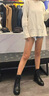 凱利 蕾莉（KELLY REILL）馬丁靴春夏季女2024年新款中跟英倫風(fēng)靴子加絨小短靴春春款皮鞋女 黑色-絨里 34 (220mm) 曬單實(shí)拍圖