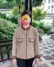 燕潯外套女2025秋裝新款女裝氣質(zhì)撞色立領小香短外套女針織拼接上衣女 咖色 L 建議100-120斤 曬單實拍圖