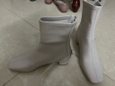 迪芙斯女靴冬季新款短靴女网红瘦瘦靴方头粗跟英伦女靴子DF34116704 米白色（主推款短靴） 37 实拍图