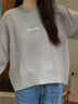 Calvin KleinJeans秋冬女士休閑通勤ck刺繡柔軟圓領(lǐng)內(nèi)搭針織衫毛衣J225376 PEE-鉛灰 S 曬單實(shí)拍圖