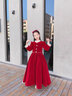 小咔衣濃兒童高端裙子女童主持人禮服鋼琴演奏演出服公主裙花童長(cháng)袖秋冬季 酒紅色長(cháng)款 150 曬單實(shí)拍圖