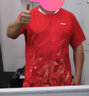 李寧（LI-NING）羽毛球服套裝男女服裝運動(dòng)服乒乓球夏季短袖速干t恤衣服團隊服 紅色上衣/黑色短褲-套裝-男款 XL 曬單實(shí)拍圖