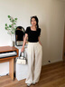 范思藍恩方領修身顯瘦T恤女2024夏裝新款簡約正肩自帶胸墊白色t恤 黑色 S 曬單實拍圖