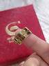 中國黃金（CHINA GOLD）黃金戒指光面鉆紋硬金素圈戒指情侶對戒金戒指送女友送求婚 [相依]男戒/約4.2g 曬單實拍圖