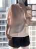 XHUE真絲T恤100%桑蠶絲女士高檔t恤上衣裝夏裝襯衫女士半袖體恤小衫 嫩粉色 L （105-115斤） 曬單實(shí)拍圖