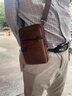 意昂（yi ang）真皮腰包男多功能休閑迷你商務(wù)單肩運動(dòng)包頭層牛皮穿皮帶手機腰包 款式2棕色 曬單實(shí)拍圖