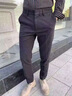 羅蒙輕奢品牌休閑褲男2022年秋冬新款加厚保暖商務(wù)休閑青年百搭直通韓版休閑褲 修身9分休閑褲青年 K8031灰色 31(2.4尺) 曬單實(shí)拍圖