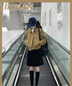 茵曼（INMAN）短款啞光防風(fēng)夾克2024秋女裝新款小香風(fēng)翻領(lǐng)厚實(shí)保暖小個(gè)子外套 卡其綠 L 曬單實(shí)拍圖