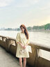 歐黎蔓法式小香風(fēng)連衣裙女2024年春季新款時(shí)尚七分袖中長款直筒裙小個(gè)子 淺黃色 160/84A/S 曬單實(shí)拍圖