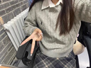 彌柯菲 MEKF內(nèi)搭毛衣女春秋冬季新款圓領(lǐng)套頭織針衫軟糯麻花可外穿打底衫上衣 灰色 M【建議95-105斤】 曬單實拍圖
