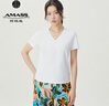 阿瑪施（AMASS）女裝2025新款縫線設(shè)計(jì)修身短袖莫代爾T恤女5301025 5301024 V型領(lǐng)-白 M (3碼) 曬單實(shí)拍圖