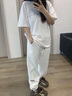 栗譜束腳休閑褲男春秋冬季運動(dòng)工裝褲潮牌寬松胖子大碼闊腿衛長(cháng)褲子男 K140-黑色 XL (建議130-150斤) 曬單實(shí)拍圖