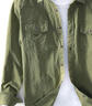 極麻日系大碼工裝休閑長(cháng)袖襯衫男士復古阿美咔嘰青年寬松襯衣外套 軍綠色 XXXL 曬單實(shí)拍圖