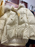 詩凡黎（'SEIFINI）羽絨服秋冬新款輕薄90鴨絨派克服貉子毛領連帽短外套 米色 M 160/84A 曬單實拍圖
