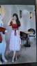 蘭卡·羅妮結(jié)婚敬酒服新娘小個子訂婚連衣裙酒紅色蕾絲回門宴禮服短袖中長款 酒紅色 L(建議106-115斤） 曬單實拍圖