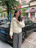 坦博爾輕薄羽絨服女短款寬松翻領(lǐng)襯衫外套女TBF330276D 蘭卡白 155/80A 曬單實(shí)拍圖