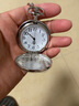 鯤鵬 石英懷表男款中老年上海老懷表羅馬字復古翻蓋吊墜學(xué)生刻字定制 銀色阿拉伯白盤(pán) 曬單實(shí)拍圖