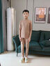 夢(mèng)特嬌青少年羊絨蠶絲德絨兒童保暖內衣套裝中領(lǐng)男大童加絨秋衣秋褲冬季 中領(lǐng)-淺米咖 170 cm【適合110-125斤】 曬單實(shí)拍圖