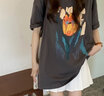 Halo QueenT恤女仙人掌卡通印花上衣夏季中長(cháng)款寬松短袖T恤H144T1720 曬單實(shí)拍圖