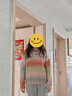 三彩2023冬季新款Polo領(lǐng)長袖圈圈紗彩虹毛衣針織衫寬松女 粉紅 S 155/80A 曬單實拍圖
