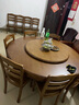 鼎如 餐桌 實(shí)木餐桌組合飯店大圓桌帶電磁爐火鍋桌橡木雕花中式飯桌 胡桃色 普通款 1.5m 單桌配10椅帶0.9轉盤(pán) 曬單實(shí)拍圖