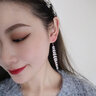 心草2025新款s925銀嵌鋯石垂葉造型長(cháng)款耳環(huán)女顯瘦臉流蘇時(shí)尚氣質(zhì)樹(shù)葉 垂葉瘦臉耳環(huán)（白金色） 曬單實(shí)拍圖