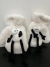 察今可愛(ài)搞怪毛絨手套女冬季韓版加絨加厚保暖全指掛脖騎行防寒學(xué)生潮 煤球手套【白色】 曬單實(shí)拍圖