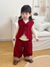 班喜迪女童秋冬套裝2025新款兒童新年衣服過(guò)年服拜年服冬季寶寶周歲禮服 紅色 100 曬單實(shí)拍圖