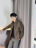 皮爾卡丹（pierre cardin）春秋季夾克男2025新款痞帥潮牌感翻領(lǐng)麂皮春裝上衣服男士外套男裝 咖色 XL 125-140斤 曬單實拍圖