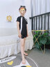 西梨妹兒童泳衣女童青少年游泳衣12-15歲女中大童少女帶胸墊女孩游泳裝 黑色 4XL 帶胸墊(140-160cm) 曬單實(shí)拍圖