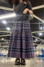无印良品（MUJI）女式 马德拉斯格纹 宽摆裙 长半身裙女夏款裙子 BE1R2A4S 紫色格纹 M (160/66A) 晒单实拍图