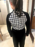 澳顏萊兒童冬季新款拉丁舞蹈服套裝長(cháng)袖拉丁褲練習練功服表演演出服女童 千鳥(niǎo)格色 150cm 曬單實(shí)拍圖
