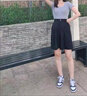 俞兆林西裝五分褲女春夏寬松顯瘦垂感高腰休閑闊腿褲短褲女a(chǎn)字5分褲中褲 黑色 XL 建議110-122斤 曬單實拍圖