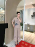 俞兆林（YUZHAOLIN） 母親節(jié)禮物媽媽夏裝2025套裝冰絲上衣服中年女裝短袖T恤中老年女 卡其色 XL 【建議80-100斤】 曬單實拍圖