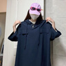 QGF 連帽短袖T恤男女夏季青少年情侶休閑潮流高級感寬松半袖上衣體恤 棕色 XL [建議110-130斤] 曬單實(shí)拍圖