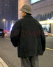 唐獅（TonLion）2024男翻領(lǐng)牛仔外套 黑色 XL  曬單實(shí)拍圖