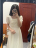 熒蒂新中式國風(fēng)盤扣泡泡袖溫柔氣質(zhì)連衣裙女2025新款夏季新款收腰裙子 米白色 S 曬單實拍圖
