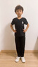 酷系（Cuulrite）兒童舞蹈服男童演出服專業(yè)T恤套裝現(xiàn)代舞服練功服男生拉丁舞服裝 黑色V領(lǐng)短袖+蘿卜褲 130 身高125-135cm 曬單實(shí)拍圖