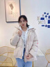 羽絨棉服少女冬裝初中高中學(xué)生假兩件連帽面包服加厚棉襖棉衣外套 米白色 S 曬單實(shí)拍圖