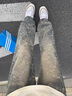 定原牛仔褲男秋冬新款美式高街vibe水洗做舊荊棘提花直筒微喇長褲子男 淺藍(lán)色 L【建議110-125斤】 曬單實(shí)拍圖