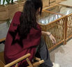 薩姆依純棉酒紅色短袖t恤女2024新款夏季情侶裝上衣學(xué)生班服寬松半袖ins 酒紅色【優(yōu)質(zhì)純棉】 L 曬單實(shí)拍圖