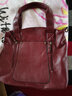 北狐真皮女包職業(yè)女士通勤軟皮頭層牛皮大容量女士手提單肩斜挎大包包 紅色 曬單實(shí)拍圖