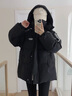 韓璐嬌（hanlujiao）黑色羽絨棉服女冬季2025新款韓系寬松學(xué)院風(fēng)百搭連帽加厚棉襖外套 黑色（帽子可拆） M 【建議100-115斤】 曬單實(shí)拍圖