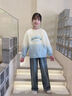 艾卡諾 I.KARNOW女童衛衣套裝兒童2026新款春季裝牛仔喇叭褲大童洋氣衛衣女孩衣服 4916漸變藍+13095藍色 160 曬單實(shí)拍圖